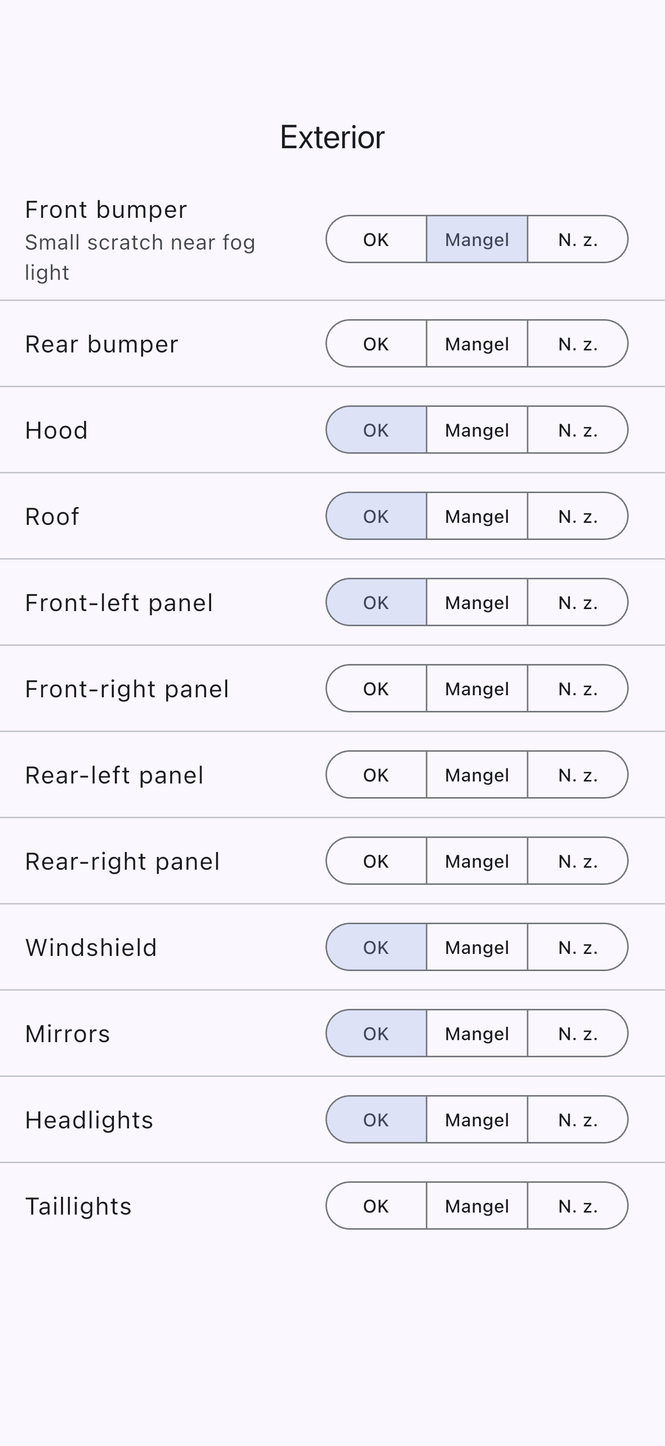 Exterior-Checkliste